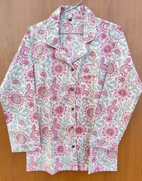 100% pure cotton hand block printed night suit, perfect for summer while sipping