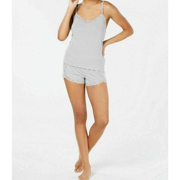 INC. International Concepts Intimates Lace Trim Sparkle Pajama Set Grey
