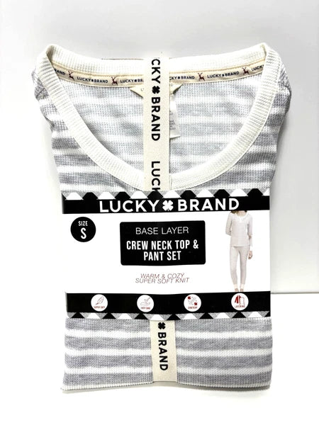 Lucky Brand PJ Set Small Crew Neck Top Pants Cozy Warm Thermal Base Layer Lounge