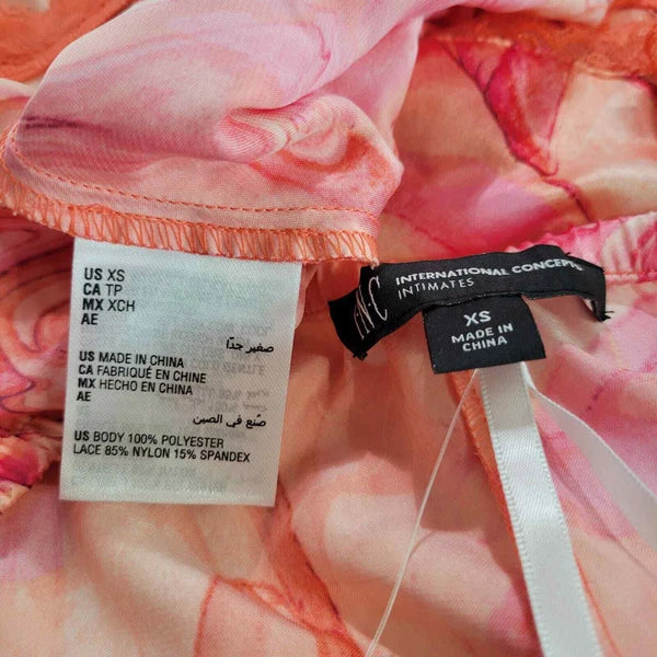 INC International Concepts Lace-Trim Satiny Pajama Set Marble Pink NWT X-Small