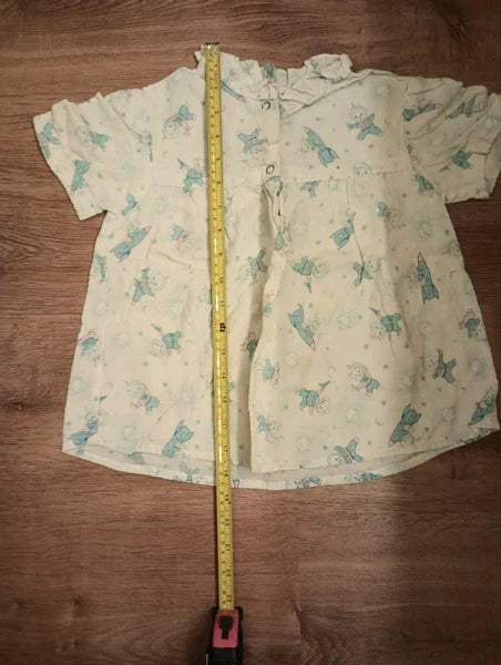 Vintage 1970's Baby Blue Two Piece Pajama  Set, Girls Size in Pictures Rockets