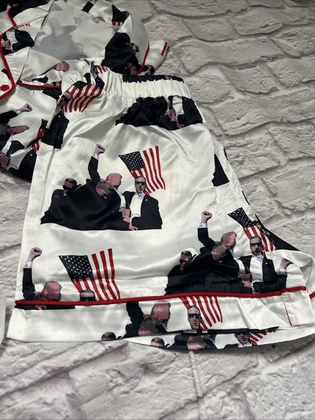 American Flag president Fight Pajamas Set Shorts NEW Small