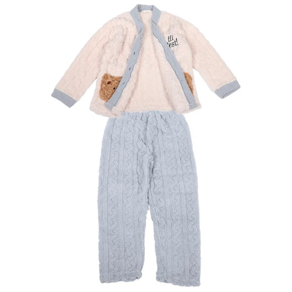 Fleece Pajamas Set Loungewear Sleepwear Girl Cozy for Women Soft
