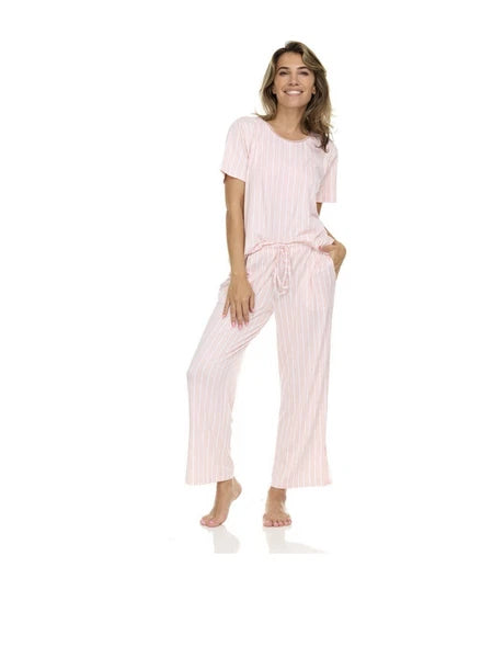 Flora Nikrooz 2-Piece Short Sleeve and Capri Pajama Set Size XL Pink