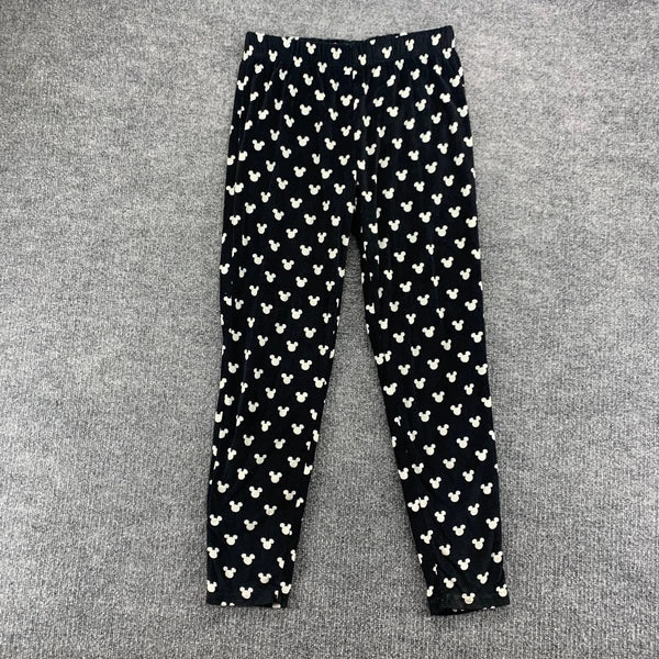 Disney Mickey Mouse Sleepwear Womens XS Black Stretch Pajama Top Pants Set
