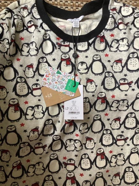 M&Co Grey Penguin Fleece Pyjamas Women Christmas Gift Warm Cosy UK 8-10 £28