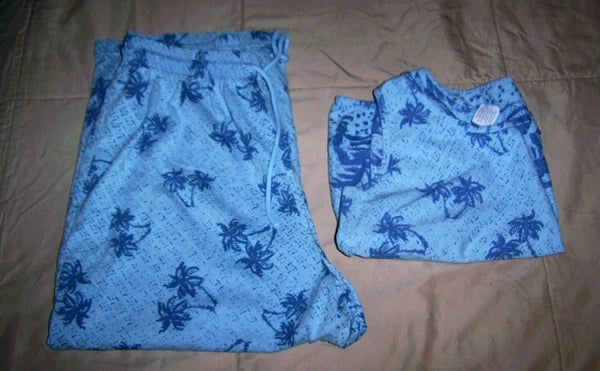 ON WHITE Adorable BLUE PAJAMAS Mismatched Sizes SMALL TOP & LARGE BOTTOMS Fun!!