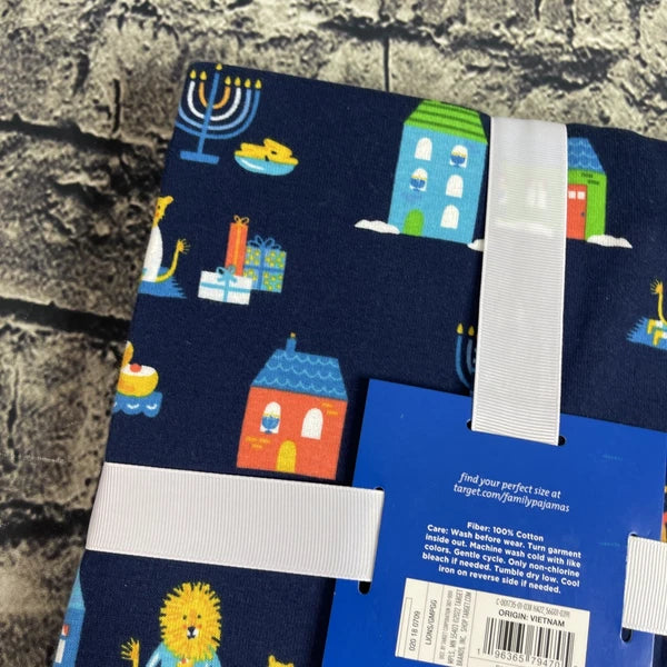 Family Sleep Women's XS Blue Pajama Set Hanukkah Menorah Dreidel Lion