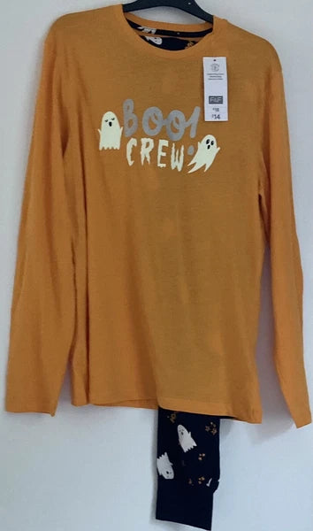 LADIES F&F ' BOO CREW ' HALLOWEEN GHOST LONG SLEEVE LONG LEG PYJAMAS BNWT XL