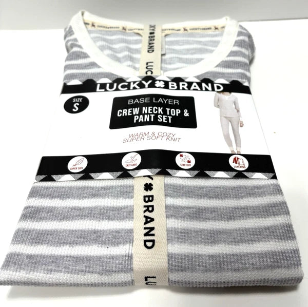 Lucky Brand PJ Set Small Crew Neck Top Pants Cozy Warm Thermal Base Layer Lounge