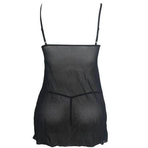Sexy Lingerie Women Bow Open Front Babydoll Halter Nightgown Sleedress G-string