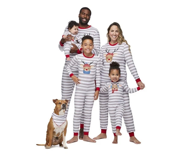 Jolly Jammies Men's Stripe Dear Matching Family Christmas Pajamas Set Size XL