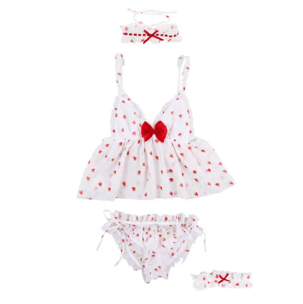 Women Ladies Lace Pajamas Set Girls Kawaii Bow Camisole Shorts Pajamas Nightdres