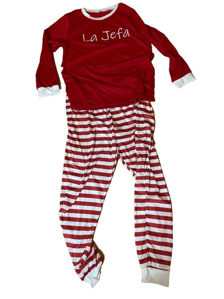 Women Long Sleeve Elastic Waist Christmas Pajamas Set "La Jefa"