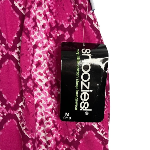 Snoozies Drawstring Pajama Shorts Women's M Pink Snake Skin Reptile Print NEW