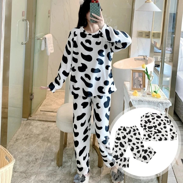 Loungewear Sets for Women Miss Woman Warm Pajamas Flannel Nighty