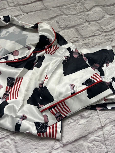 American Flag president Fight Pajamas Set Shorts NEW Small
