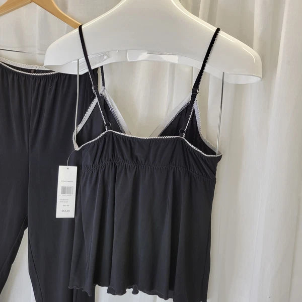 Chanteuse Black and White Pajama Top and Pants, M, NWT