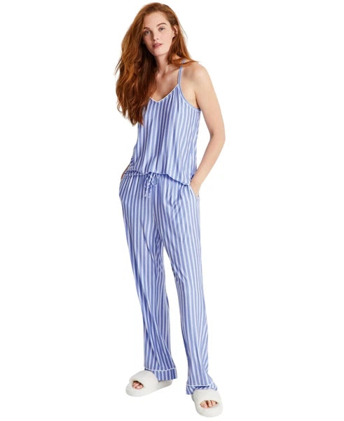 State Of Day Womens Racerback Tank Pajama Set 100201225MS Blue Stripe XL