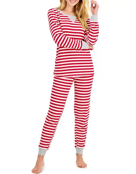New Family Pajamas Women's 2 pcs Holiday Stripe Pajama Set, Red Stripe, X-Large