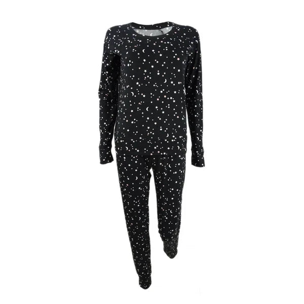 Jenni by Jennifer Moore Women's Knit PJ Set Black All Over Stars XXL