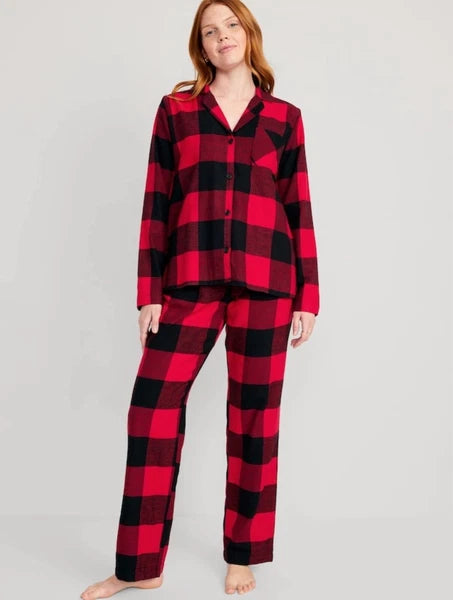 Old Navy Women’s Size 2X ~ Red Buffalo Plaid Flannel Pajama Set NWT $40