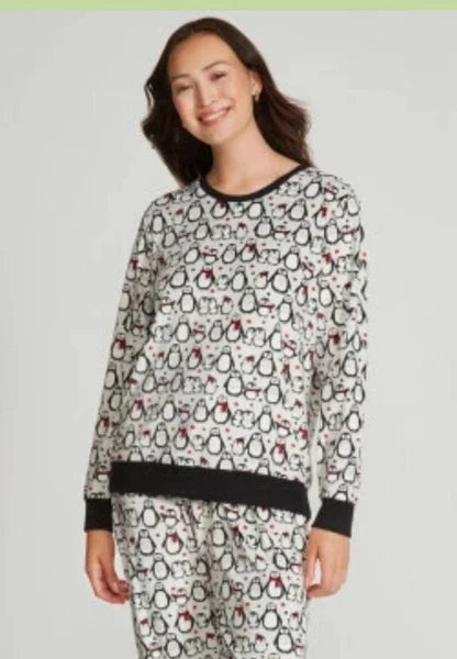 M&Co Grey Penguin Fleece Pyjamas Women Christmas Gift Warm Cosy UK 8-10 £28