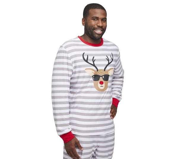 Jolly Jammies Men's Stripe Dear Matching Family Christmas Pajamas Set Size XL