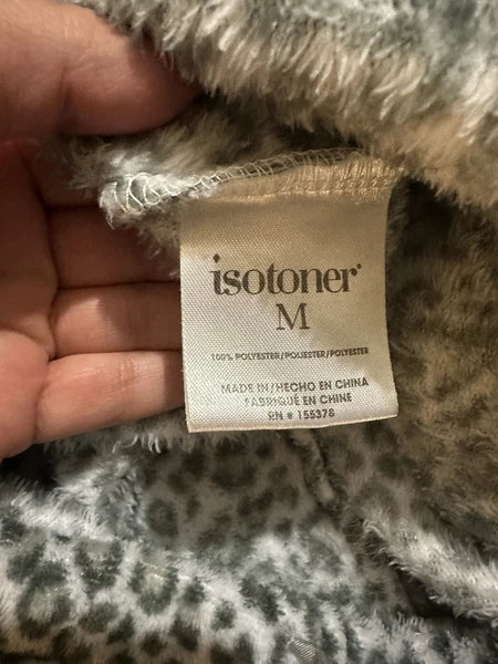 Isotoner Ladies Pajamas Gray Leopard Print Size Small Pre-owned. Good Condition