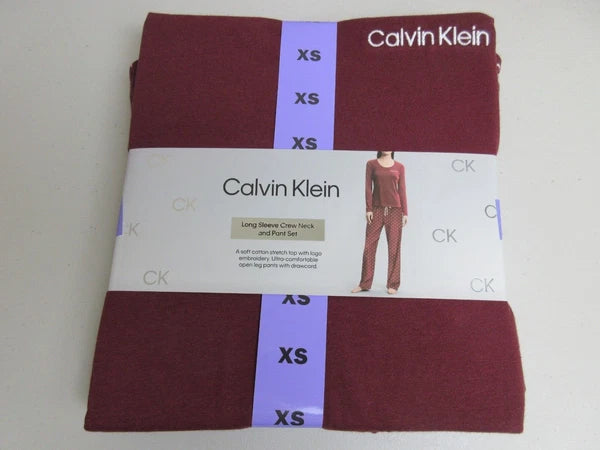 Calvin Klein Women's Long Sleeve Crew Neck Top and Pant Set Size XS - Red (NWT)