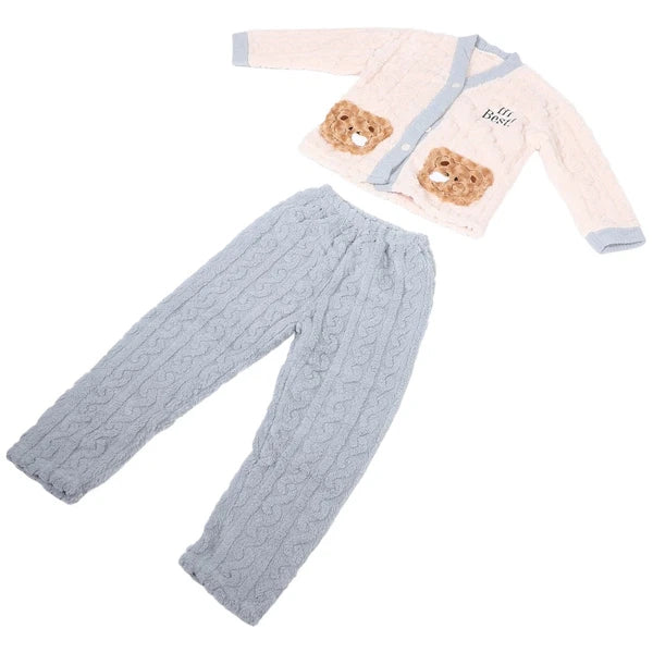 Fleece Pajamas Set Loungewear Sleepwear Girl Cozy for Women Soft