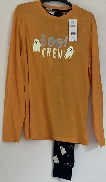 LADIES F&F ' BOO CREW ' HALLOWEEN GHOST LONG SLEEVE LONG LEG PYJAMAS BNWT XL