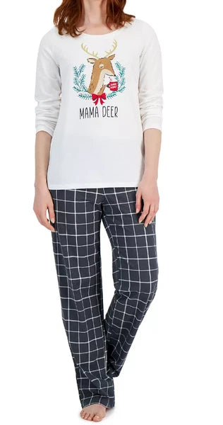 Family Pajamas Women's Mama Deer Mix It Pajama Set Multi-color Size L 3290