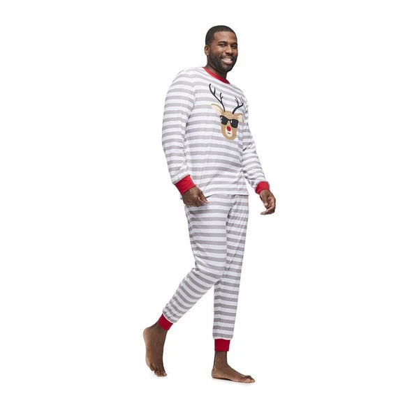 Jolly Jammies Men's Stripe Dear Matching Family Christmas Pajamas Set Size XL