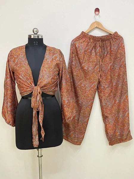 5 PJ Set Women Silk Pajamas Set Long Sleeve Button-Down Sleepwear Loungewear