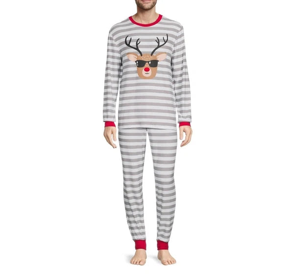 Jolly Jammies Men's Stripe Dear Matching Family Christmas Pajamas Set Size XL