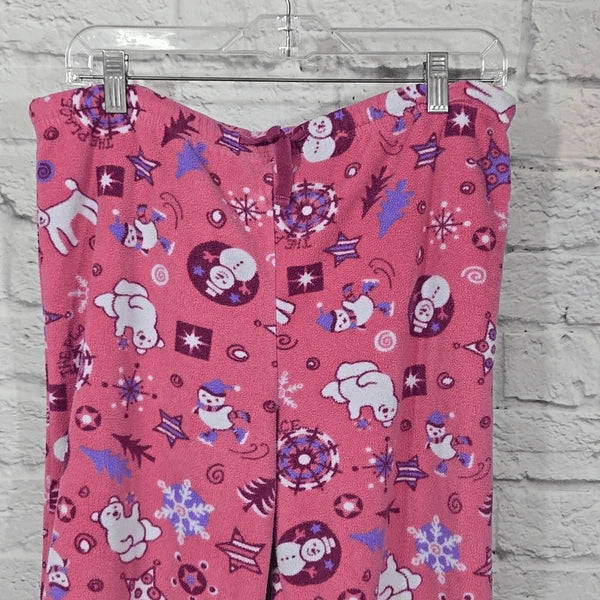 Women's Christmas Pajama 2pc Set Pink Fleece Holiday Sleep Set Sleepwear Polar