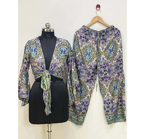 5 PJ Set Women Silk Pajamas Set Long Sleeve Button-Down Sleepwear Loungewear