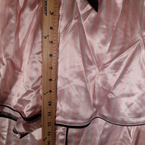 Women Sz M Pajama Set Pink/White NWOT Stripe Sleepwear Shirt & Shorts PJ 2-Piece