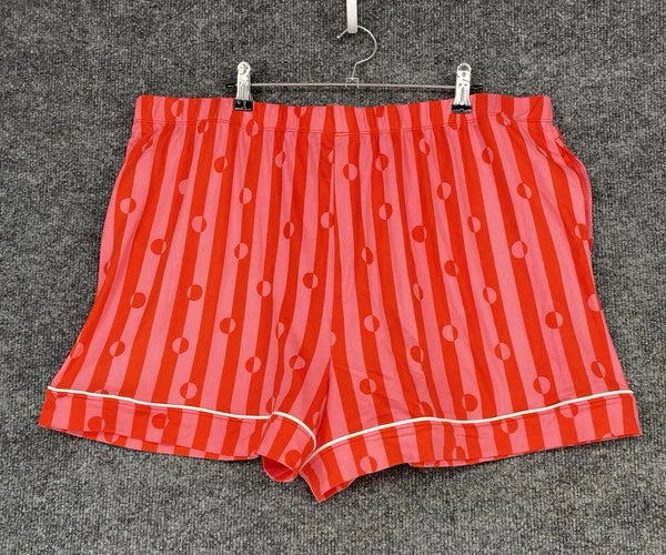 NEW Beauty Sleep Social Pajama Set Long Sleeve Top Short Womens XXL Red Pink