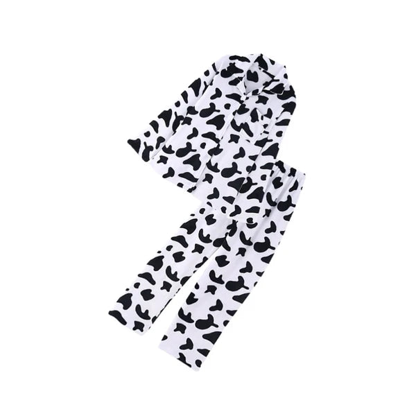 1 Set Women Long Sleeve Sleepwear Long Pants Home Cow Pattern Pajamas (XXL)