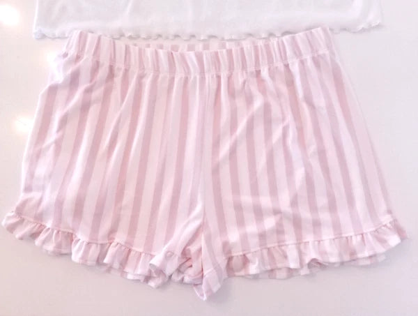 Snoopy Womens Size 3X Two Piece Pajama Set Pink White Stripe Short