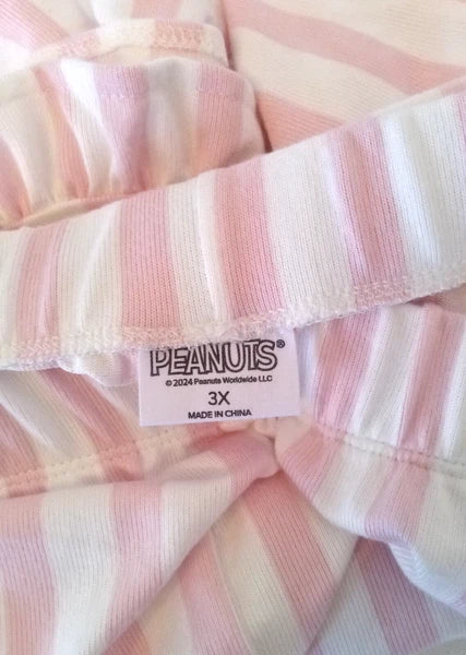 Snoopy Womens Size 3X Two Piece Pajama Set Pink White Stripe Short