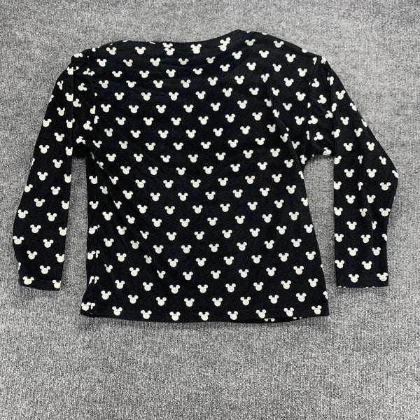 Disney Mickey Mouse Sleepwear Womens XS Black Stretch Pajama Top Pants Set