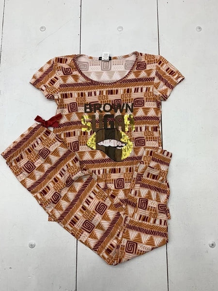 Make It Rain Womens Orange Multicolor Pajama Set Size Small