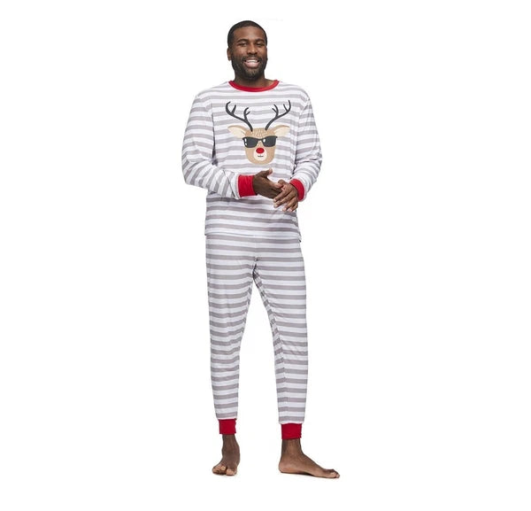 Jolly Jammies Men's Stripe Dear Matching Family Christmas Pajamas Set Size XL