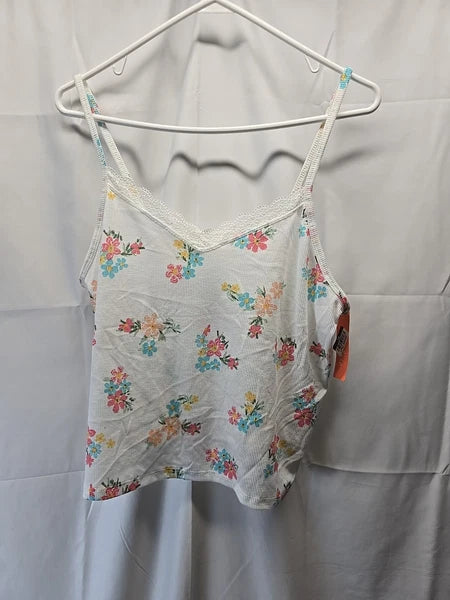 Colsie Women's Lace Trim Sleeveless Pajama Tank Top Size XL  White Floral
