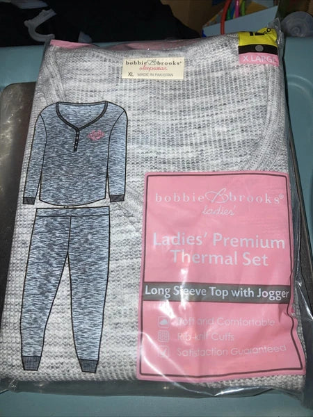 Bobbie Brooks Ladies Premium Thermal Set Long Sleeve Top Shirt Jogger Pants XL