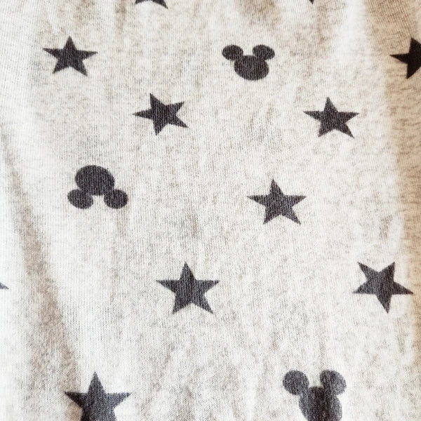 Disney Mickey Mouse Print Women's 2 Piece Pajama Set Grey Black Size XL