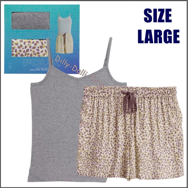 FCUK French Connection Pyjamas Size Large 14 16 PJ Vest & Shorts Sleepy Gift Set